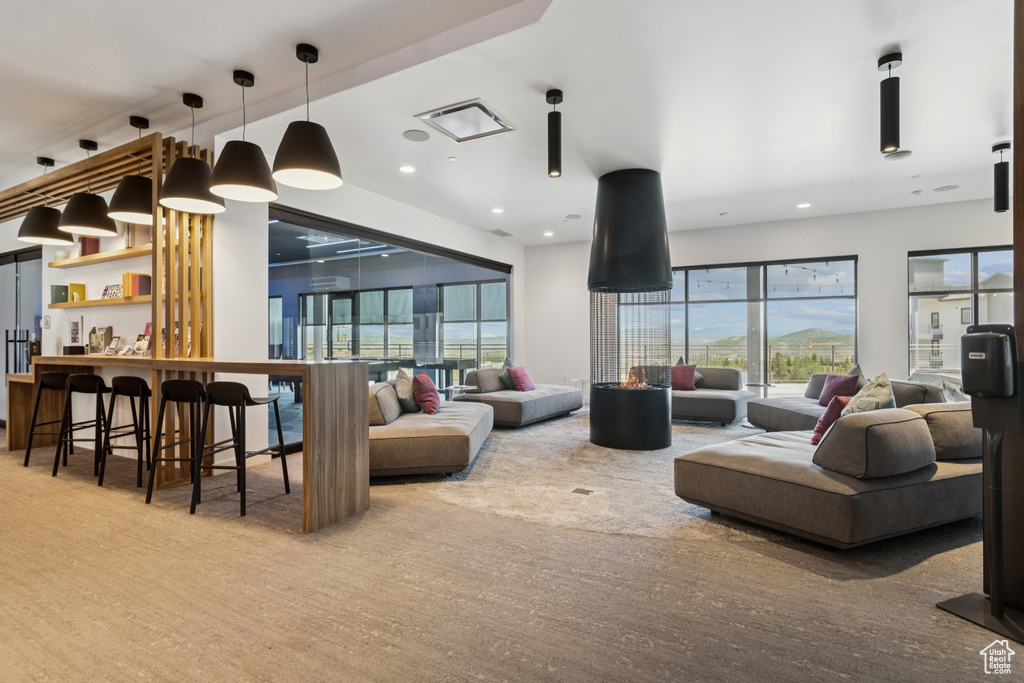 Living room featuring recessed lighting