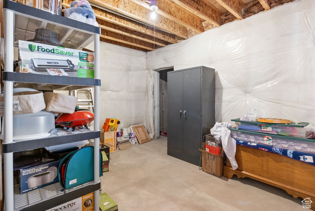 View of unfinished basement