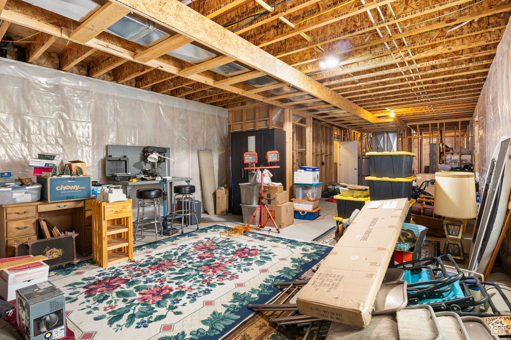 View of unfinished basement