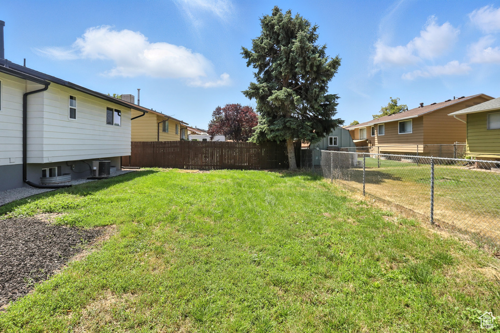 View of fenced backyard
