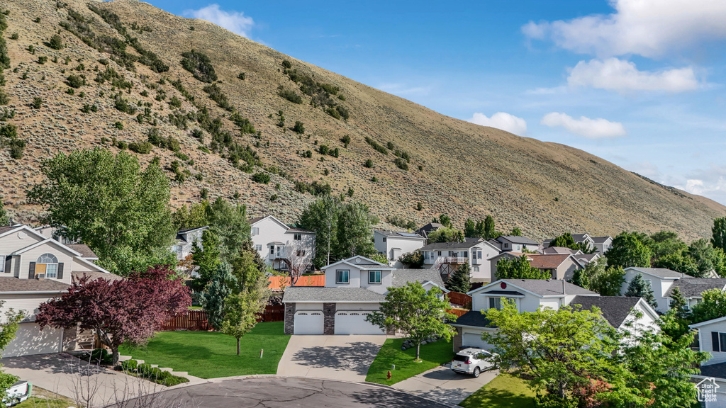 Mountain view featuring nearby suburban area