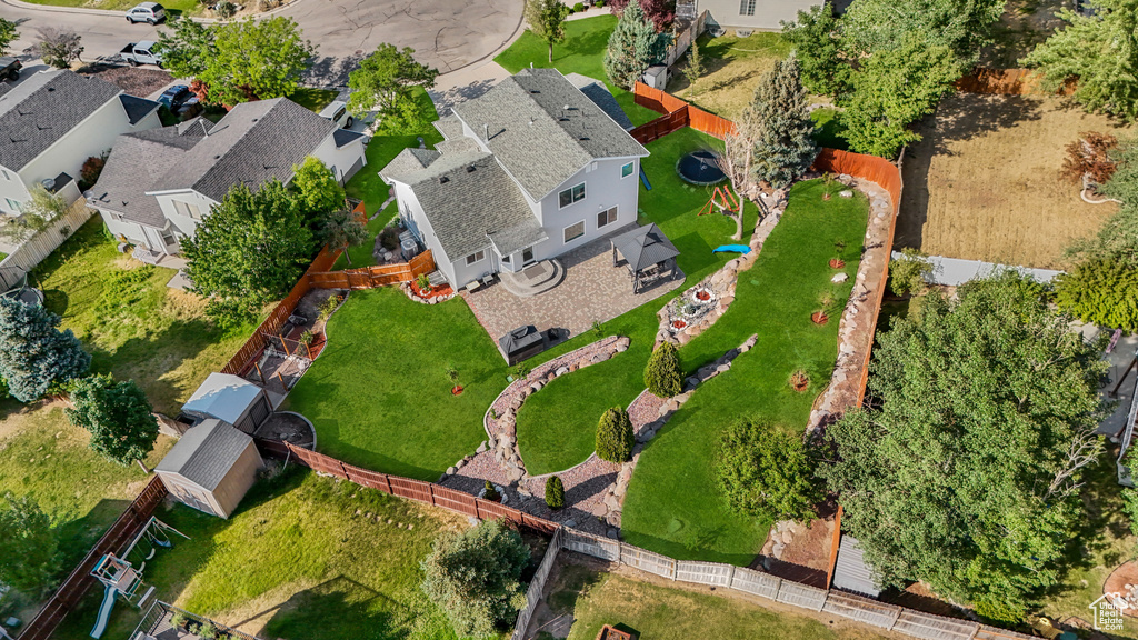 Aerial view of residential area