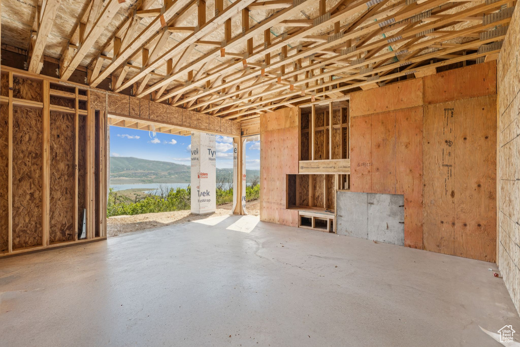 Garage featuring a water view