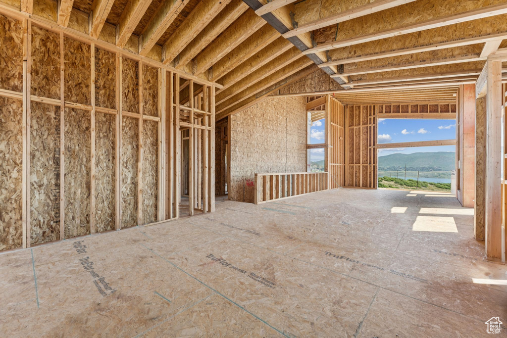Miscellaneous room featuring a mountain view