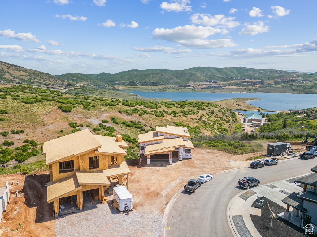 Drone / aerial view of a water and mountain view