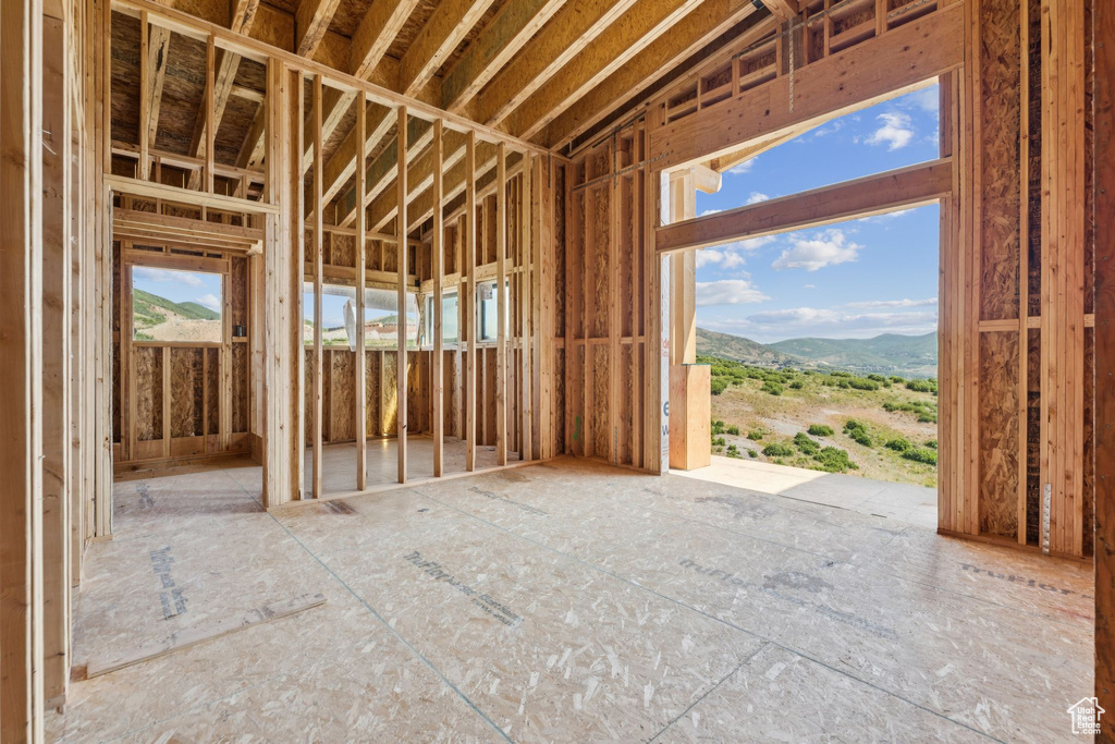 Miscellaneous room featuring a mountain view