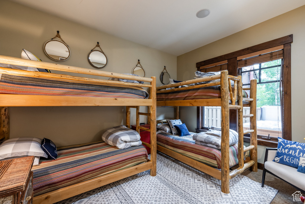 Bedroom with carpet floors