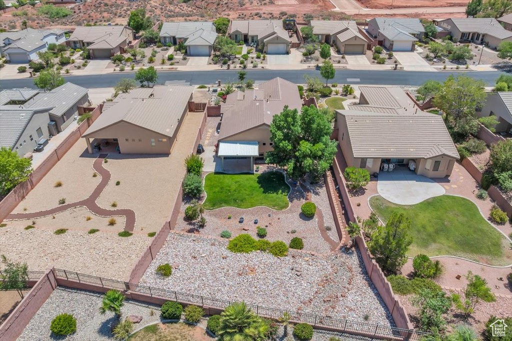 Aerial perspective of suburban area