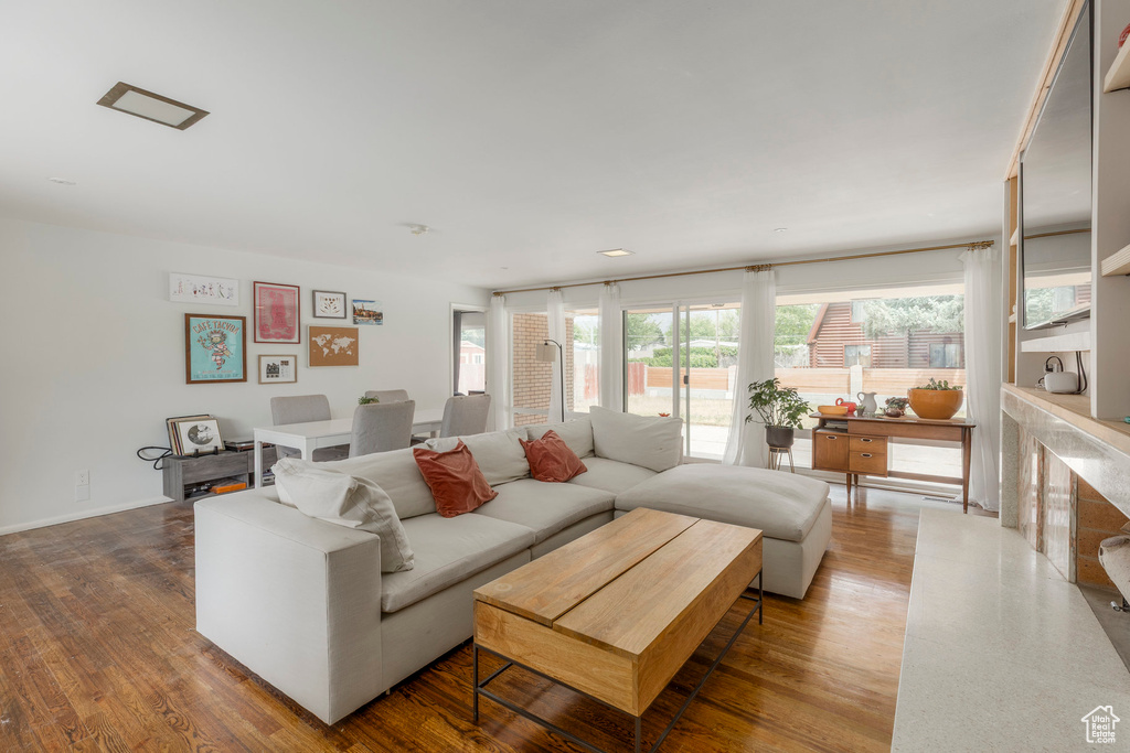 Living area featuring wood finished floors