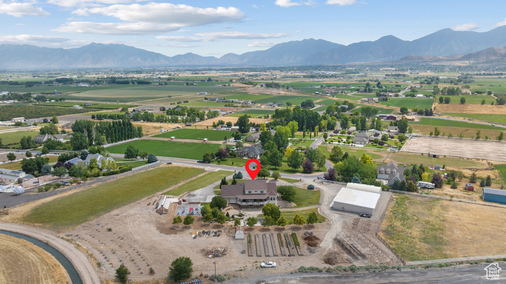 Aerial view of sparsely populated area featuring mountains