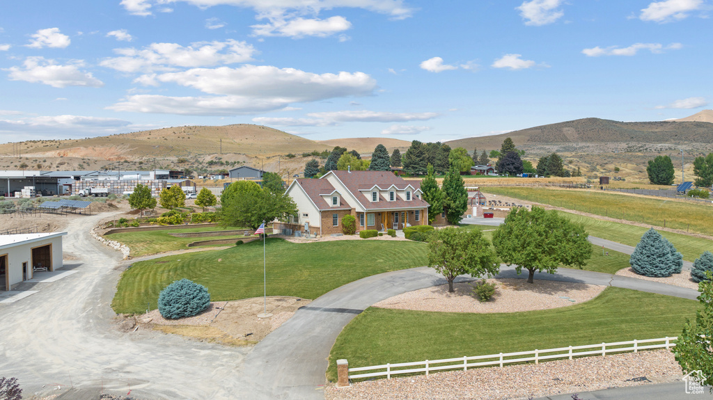 View of front facade with a mountain view