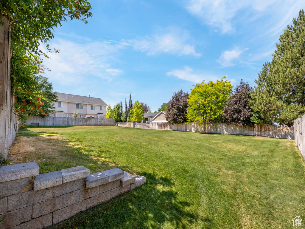 View of fenced backyard