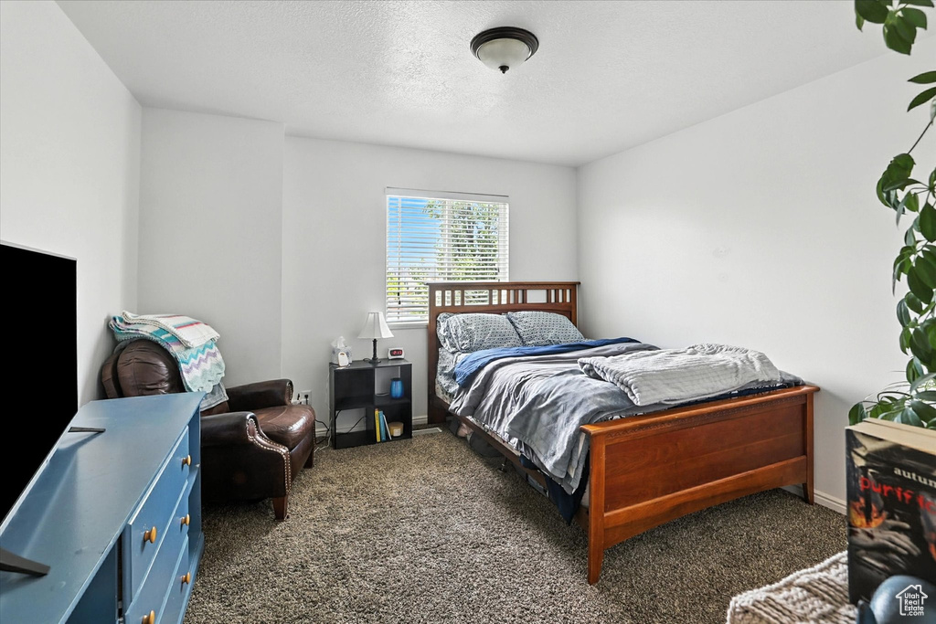 Bedroom with carpet flooring and baseboards