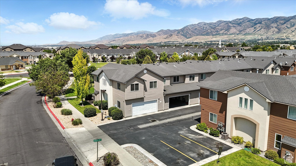 View of mountain background with nearby suburban area