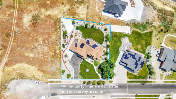 Aerial view of property's location with property parcel outlined