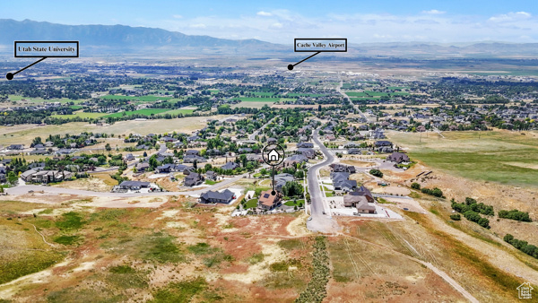 Aerial view of a mountainous background
