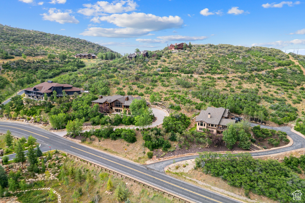 Bird\'s eye view of a mountain backdrop