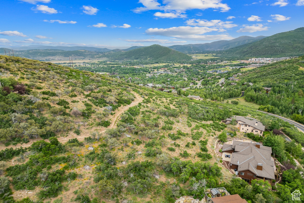 Aerial view of a mountainous background
