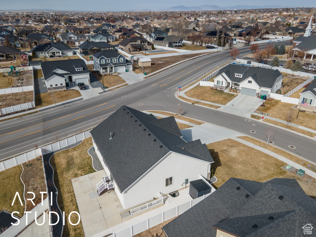 Aerial perspective of suburban area