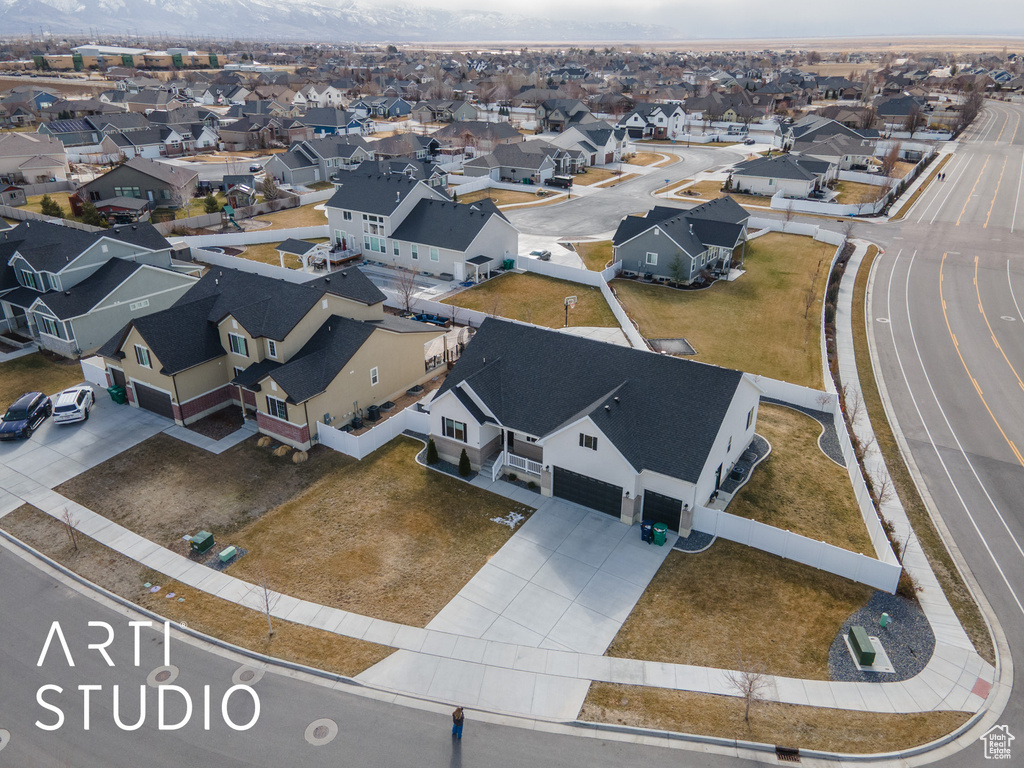 Aerial perspective of suburban area