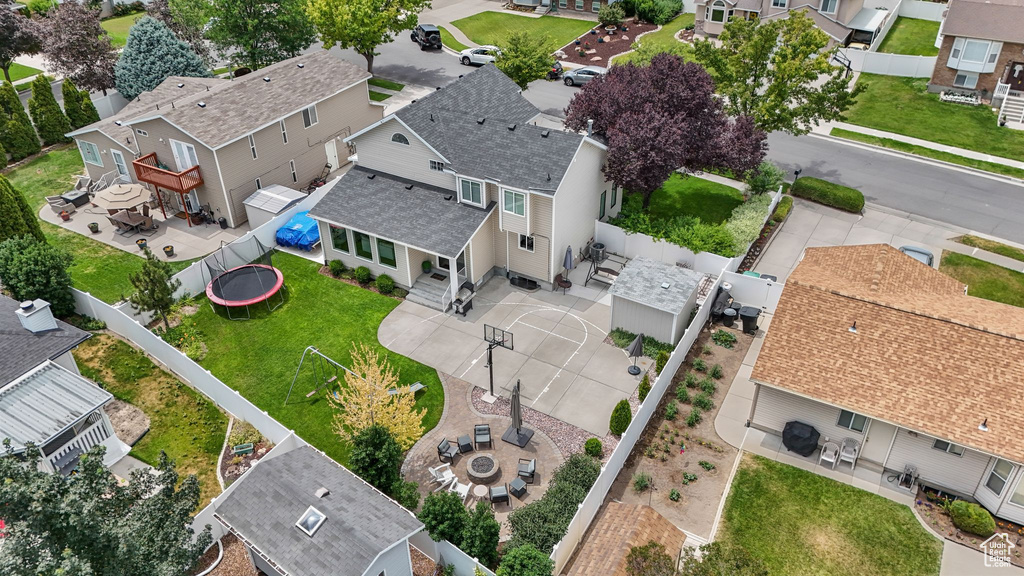 Aerial view of residential area