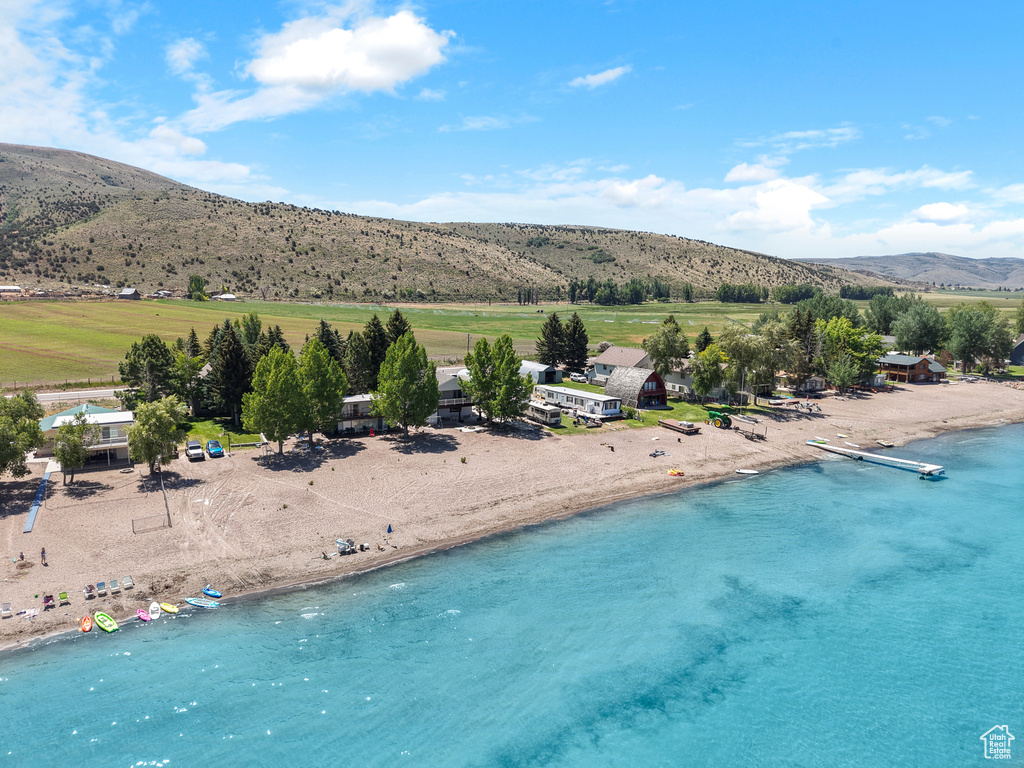 Drone / aerial view of a water and mountain view
