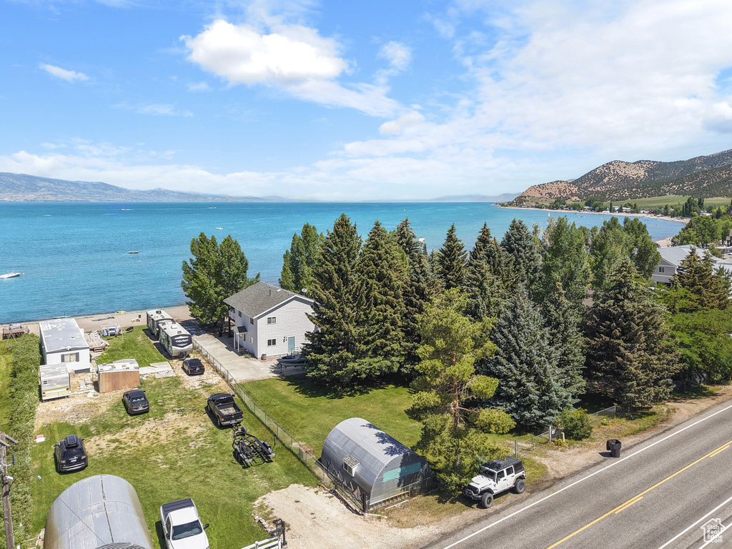 Drone / aerial view of a water and mountain view