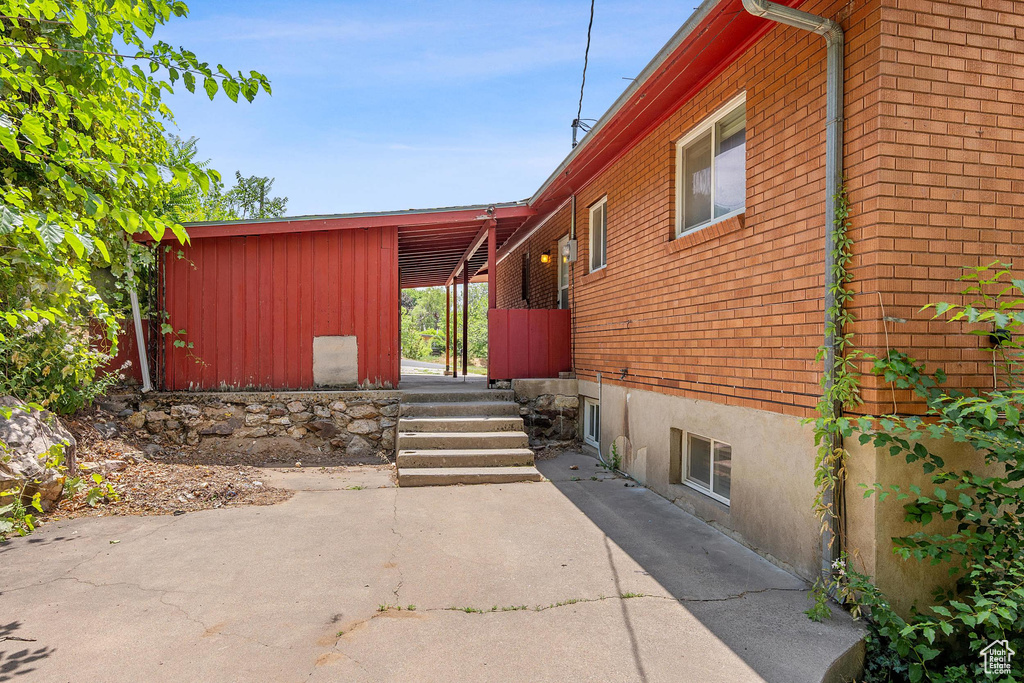 View of home's exterior with brick siding