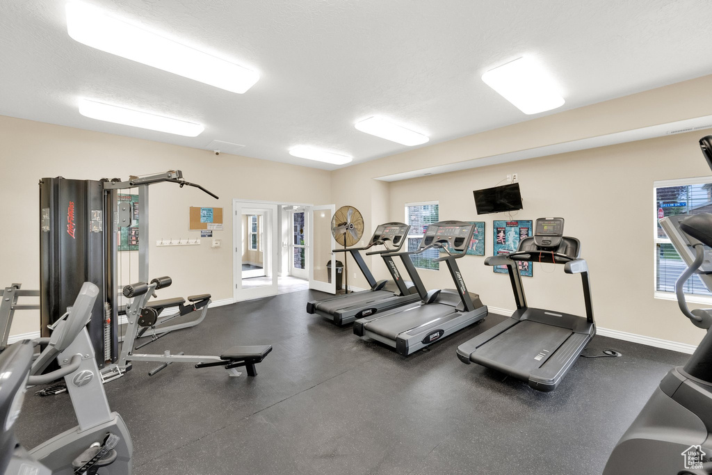 Exercise room with plenty of natural light