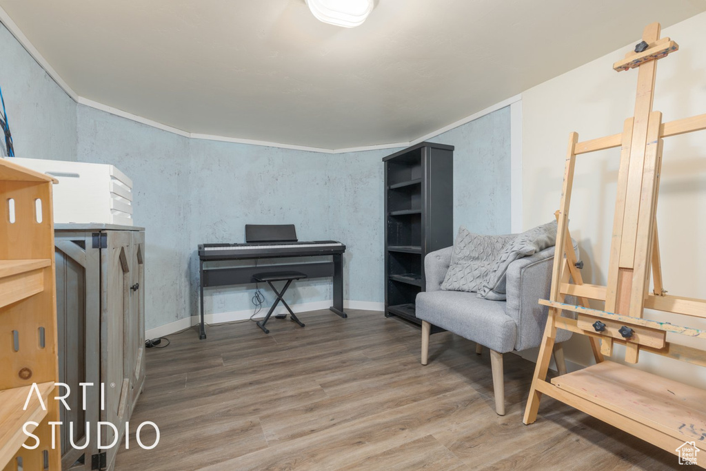 Living area featuring wood finished floors