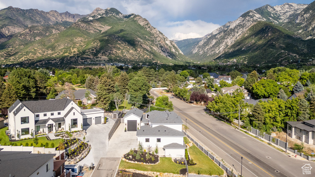 View of mountain backdrop with nearby suburban area