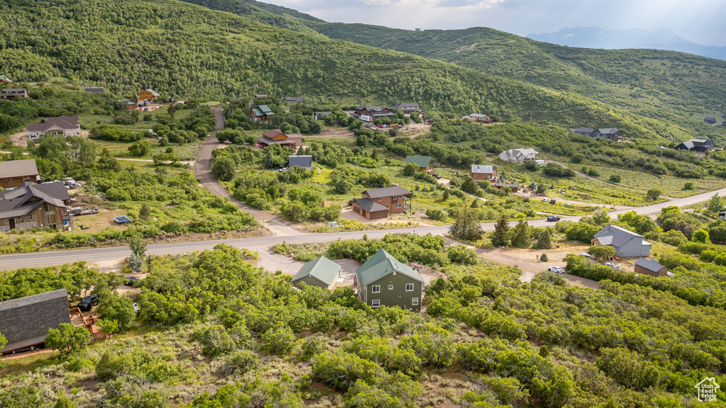 Bird\'s eye view of a mountain backdrop