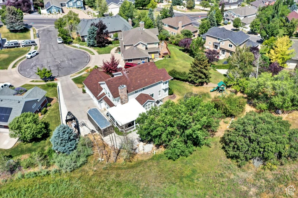 Aerial perspective of suburban area