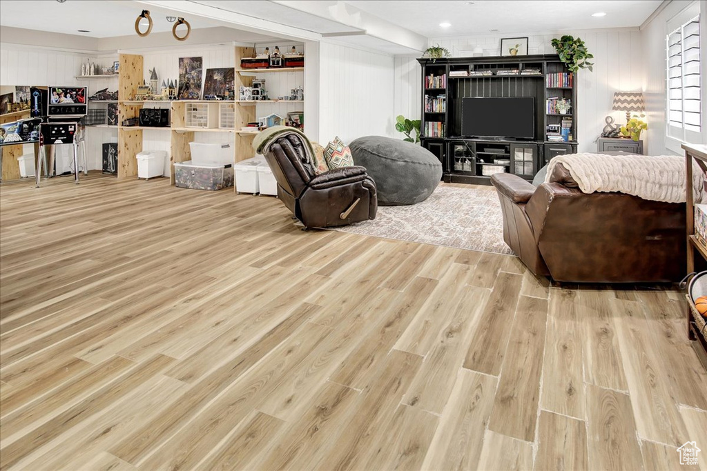 Living room with wood finished floors