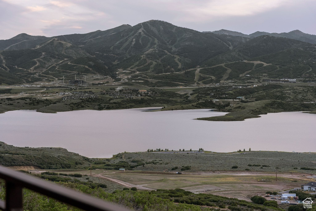 View of mountain background with a nearby body of water