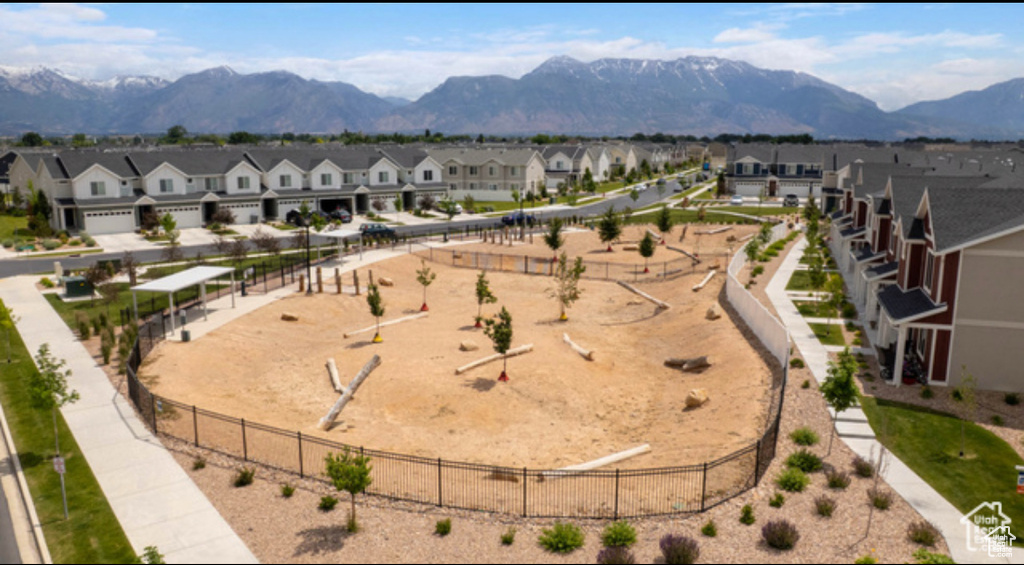 Mountain view featuring nearby suburban area