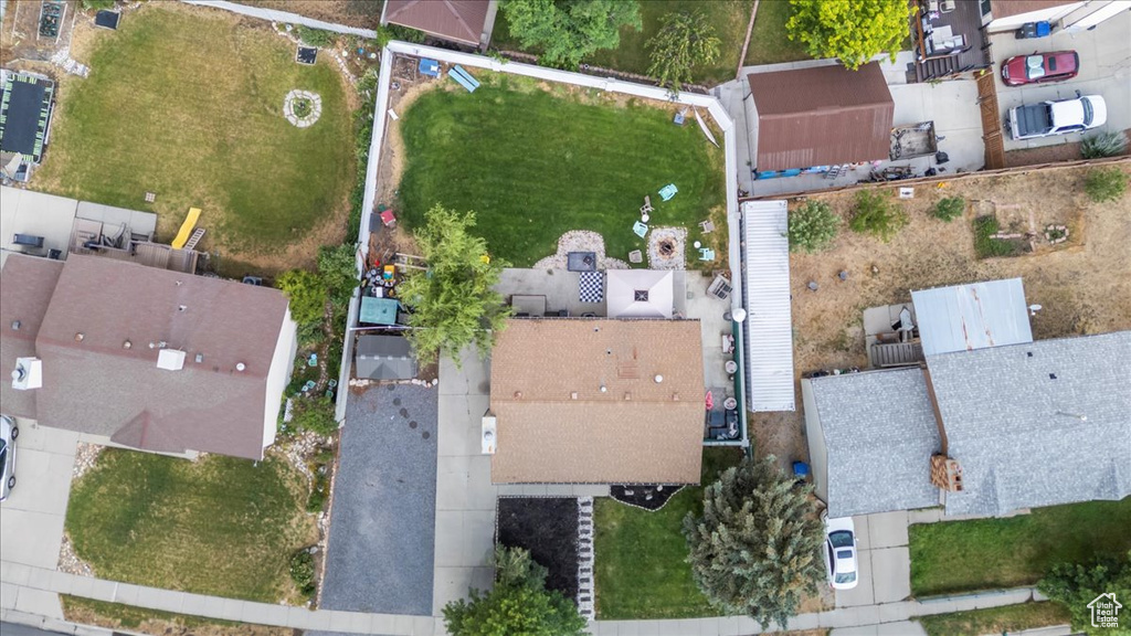 Aerial perspective of suburban area