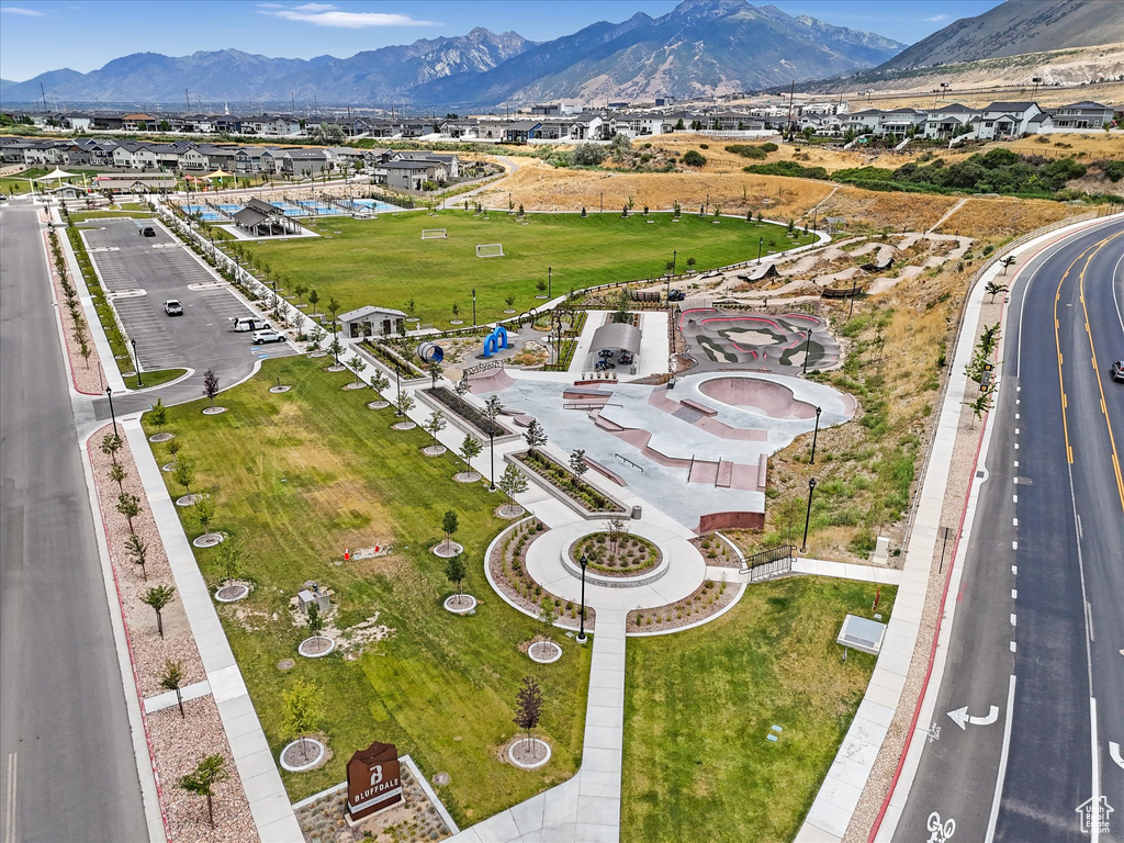 Aerial view of a mountainous background