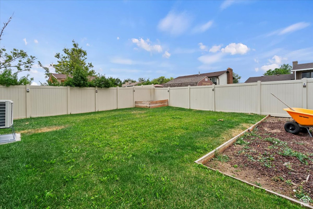 View of fenced backyard