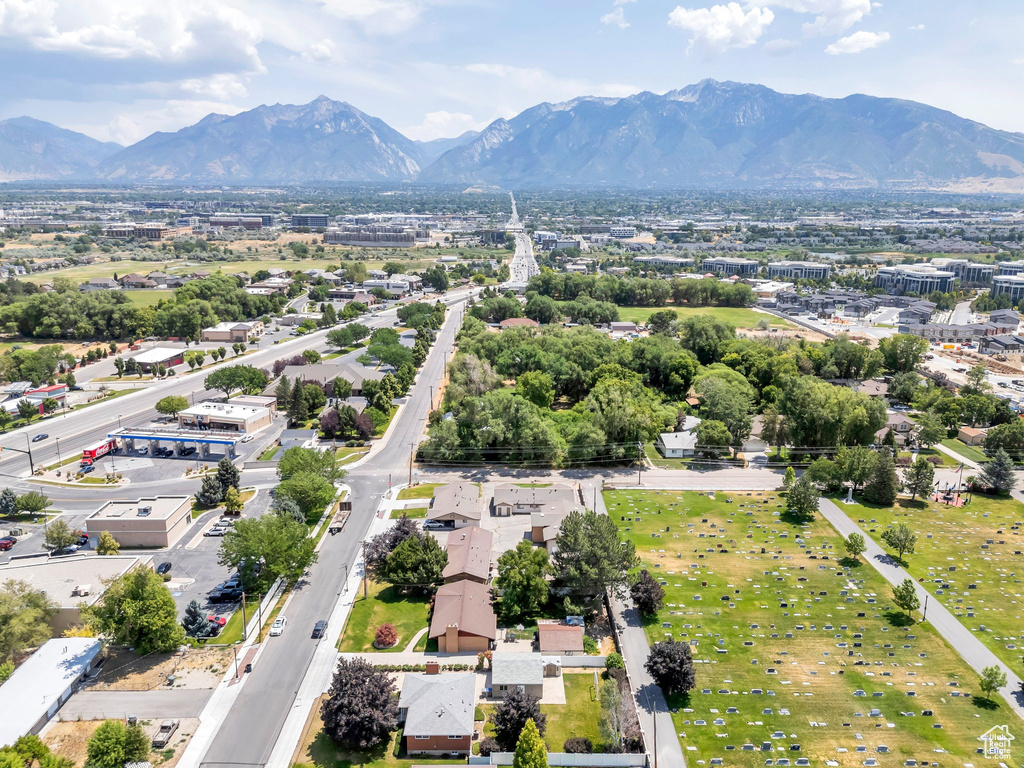 Aerial view of a mountainous background