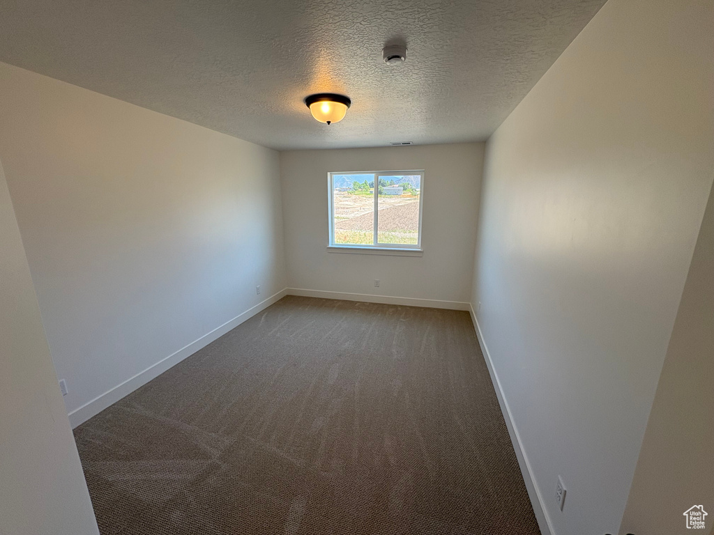 Spare room featuring carpet floors and a textured ceiling
