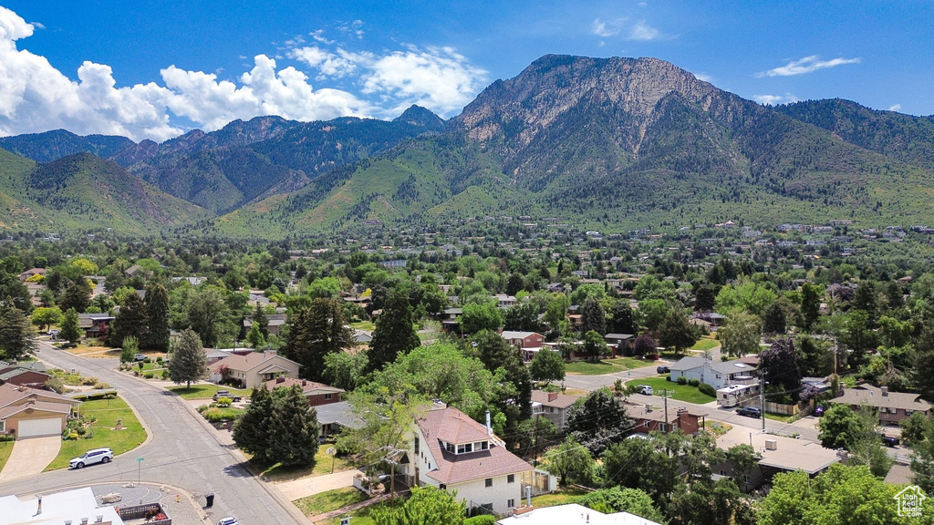 View of mountain background with nearby suburban area