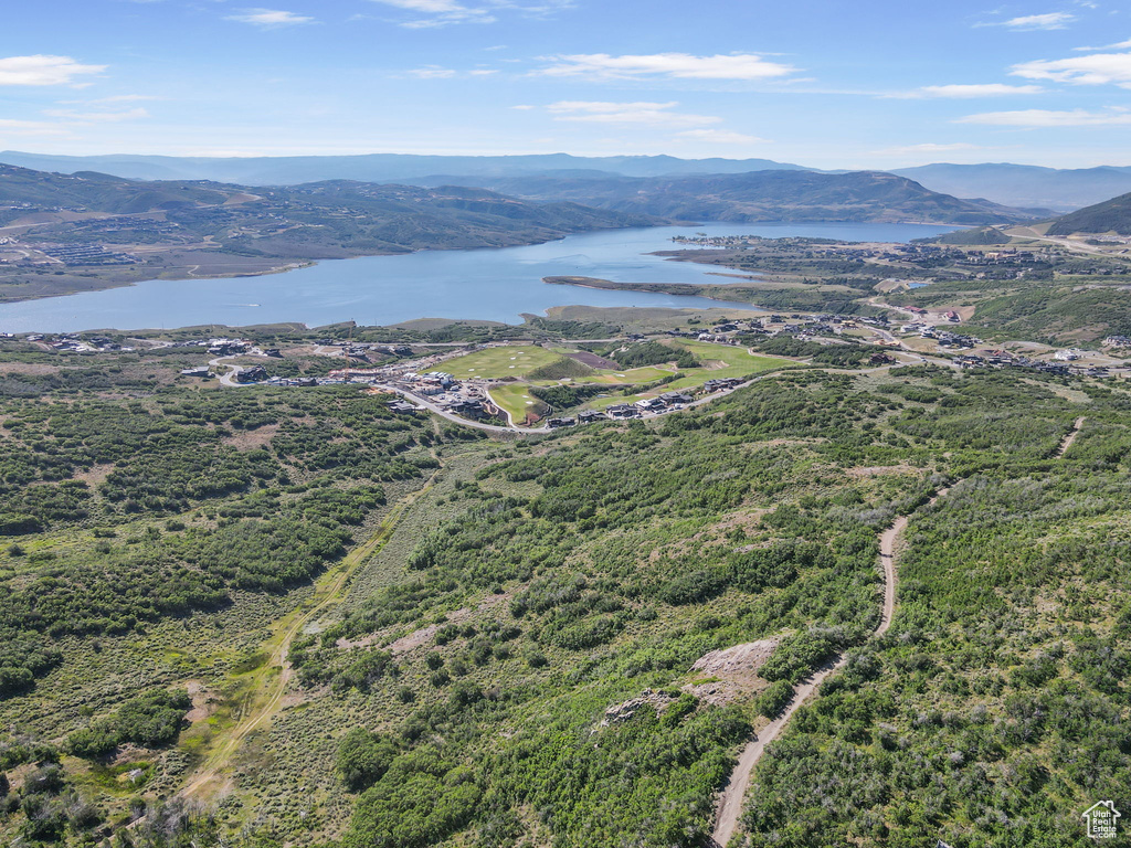 Drone / aerial view of a water and mountain view