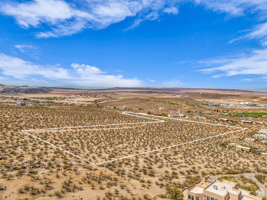 Overview of rural landscape with a desert landscape and property boundaries highlighted