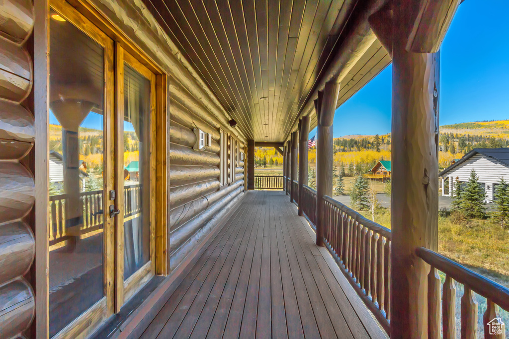Wooden deck with french doors