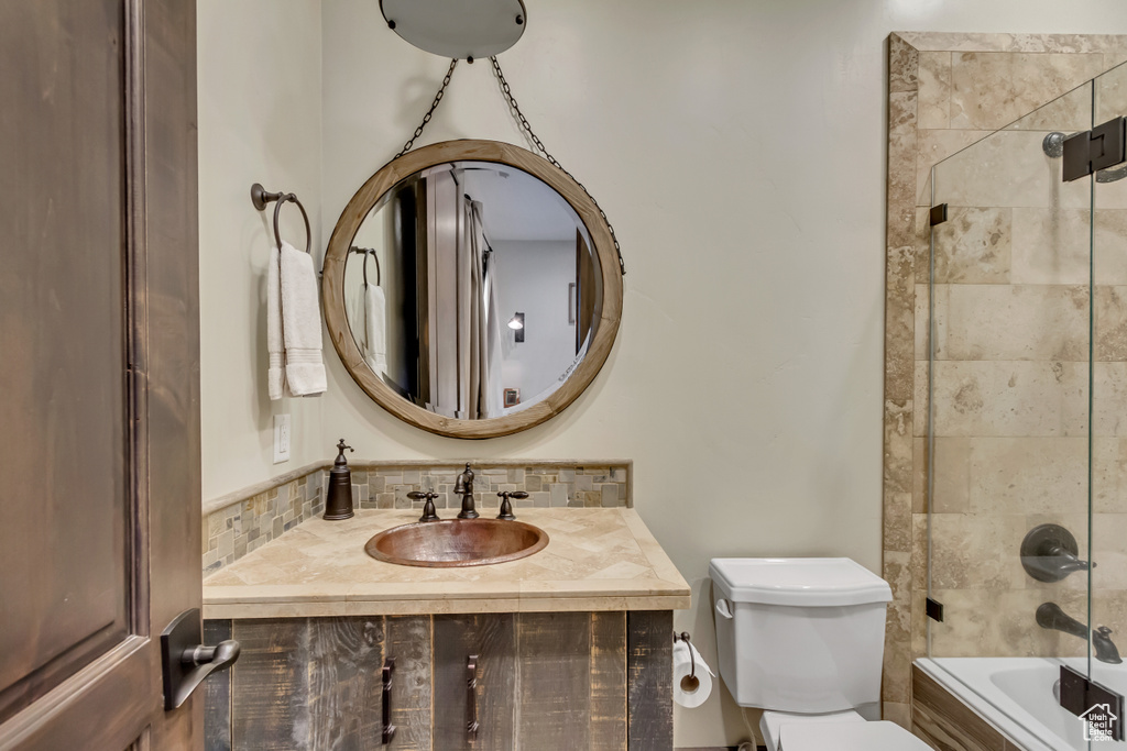 Full bathroom featuring vanity and bathtub / shower combination