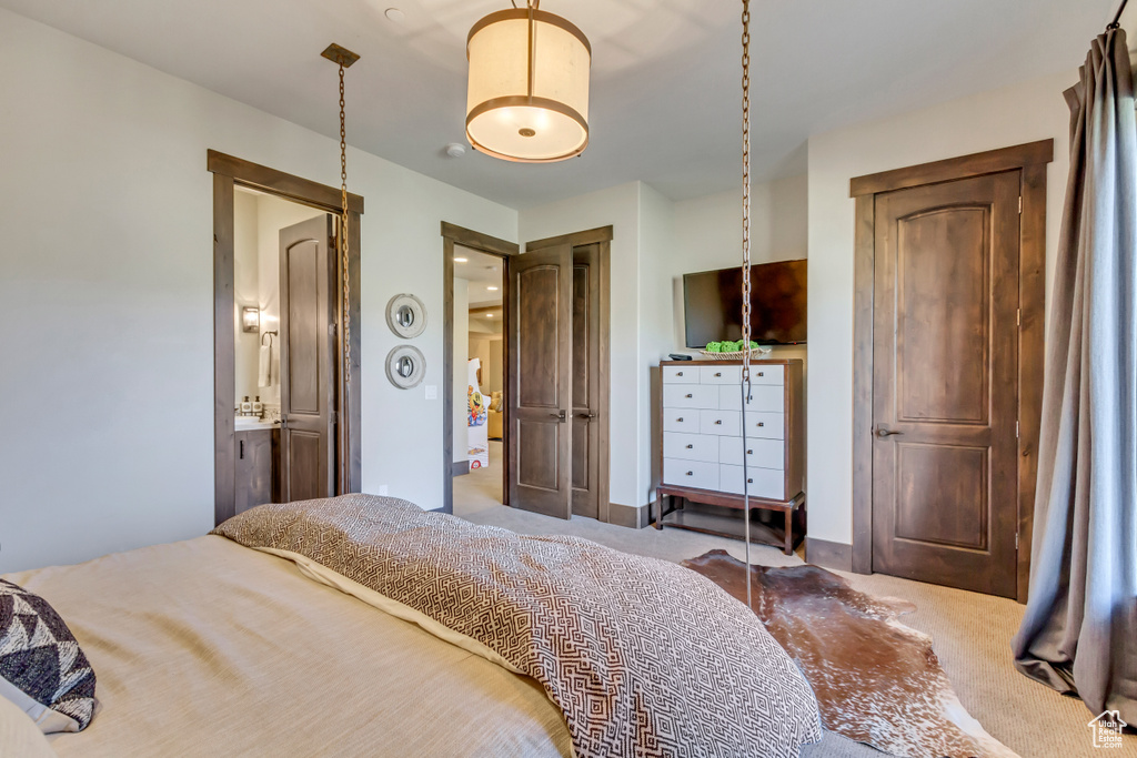 Bedroom with carpet flooring
