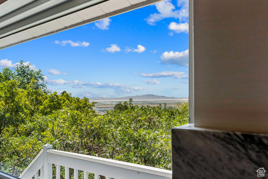 Balcony with a mountain view