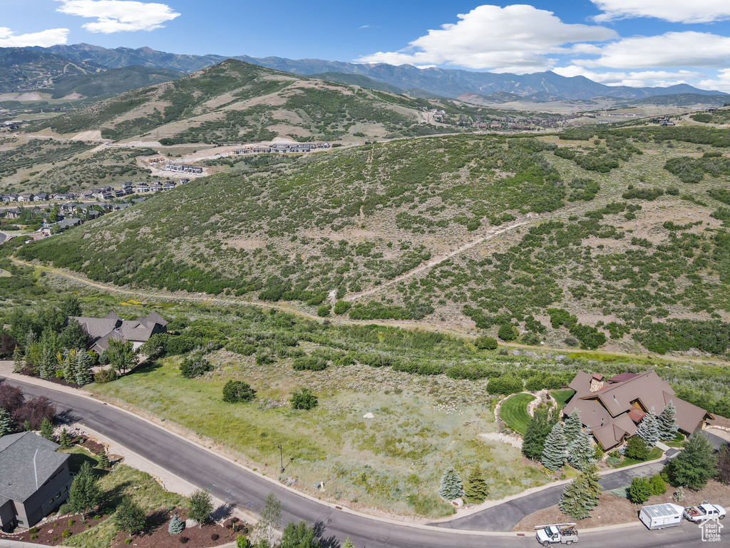 Drone / aerial view of a mountainous background
