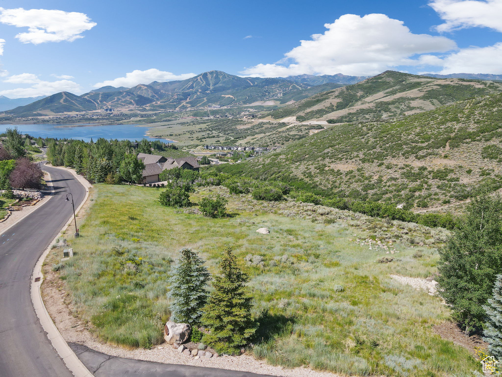 Mountain view with a nearby body of water